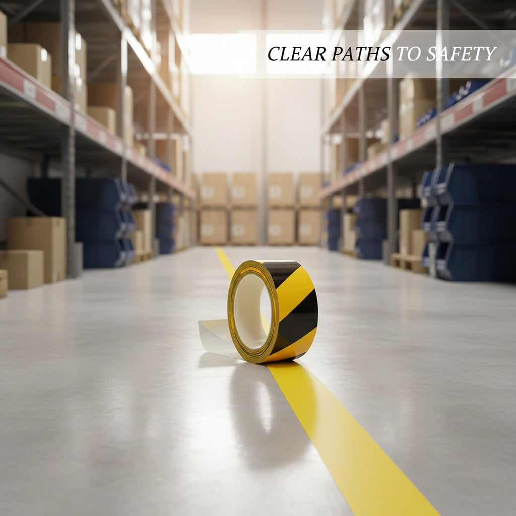 Yellow PVC Floor Marking Tape - Heavy Duty Adhesive for Warehouse Aisles, Factory Walkways & Industrial Safety Zones