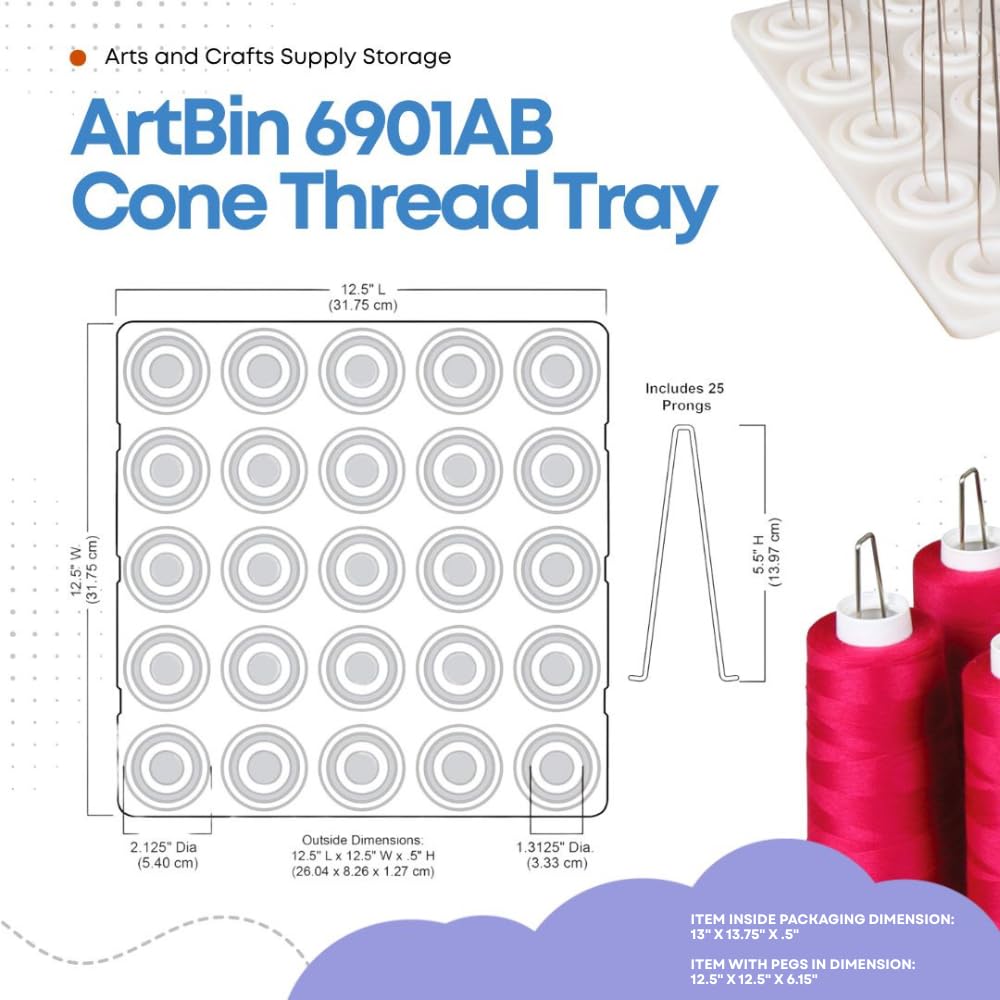 Super Satchel Cone Thread Tray, Serger Spool Organizer, White