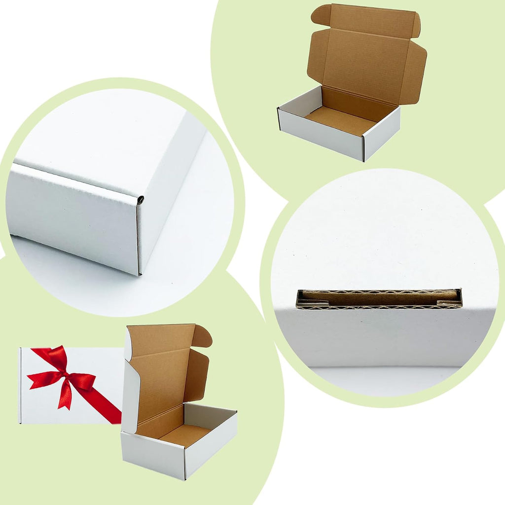 White Shipping Boxes 8x5x2 inch 50 Pack,Corrugated Mailers for E-Commerce