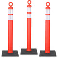 42" Heavy-Duty Traffic Delineator Posts (3 Pack) – Tall Safety Cones with 360° Reflective Collars & Weighted Base for