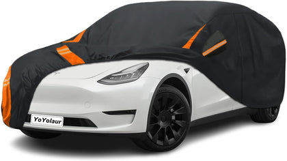 10-Layer Compatible with Tesla Model Y Car Cover Waterproof All Weather for Automobiles, Outdoor Full Cover Soft