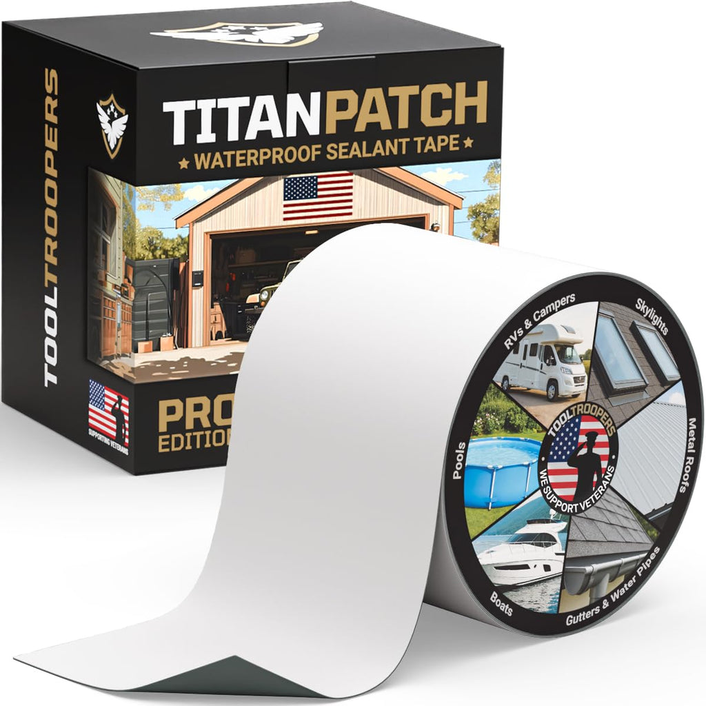 TITANPATCH PRO Waterproof Sealant Tape – White 4" x20' – Stops Leaks Fast & Stays Sealed for 15+ Years – Sticks to