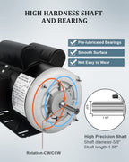 2HP Electric Farm Duty Motor Single Phase 3450RPM 115/230V TEFC CW/CCW