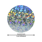 1 Inch Round Circle Stickers Silver Glitter Dot Labels Roll 500 Pcs