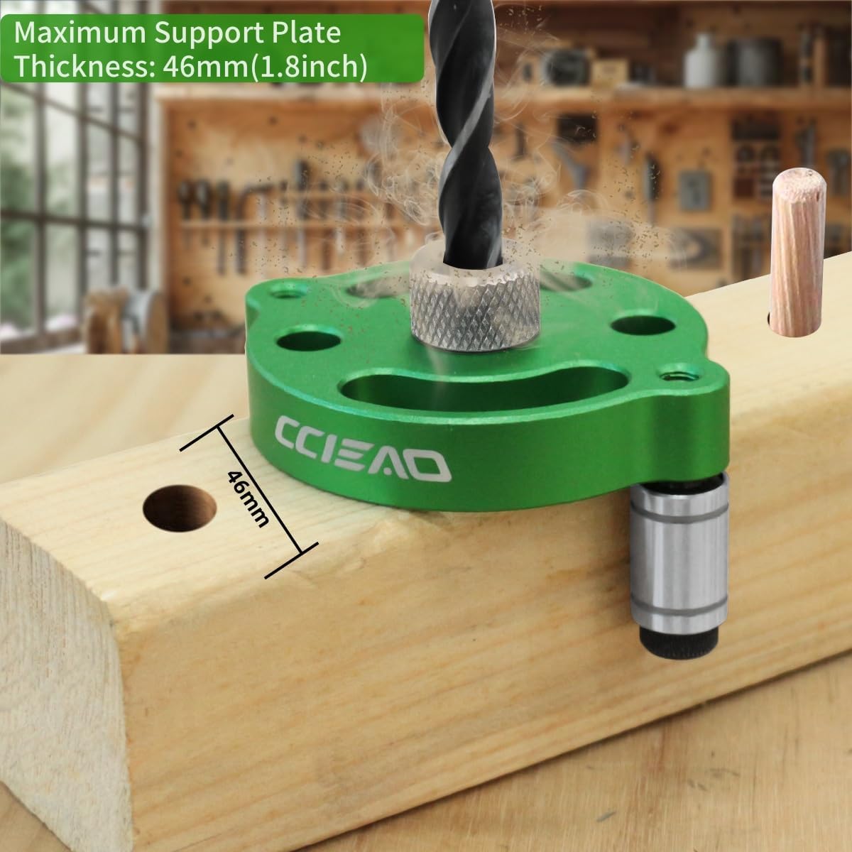 Self Centering Doweling Jig with Drill Bushings, Pocket Hole Jig Kit Dowel Drill Guide Straight Holes Puncher Dowel