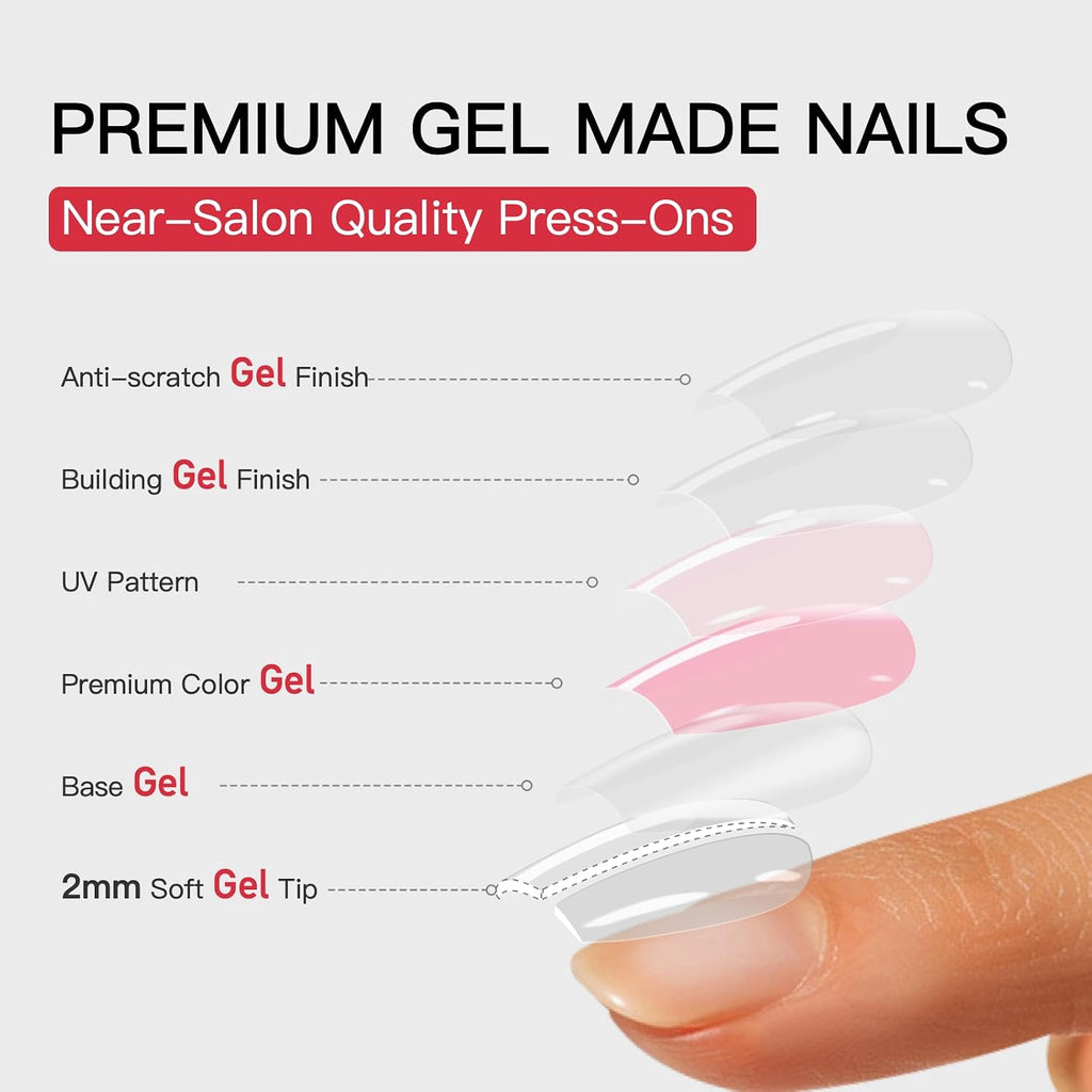Extra Short Almond Press On Nails, Blush Veil Nude Pink, Soft Gel