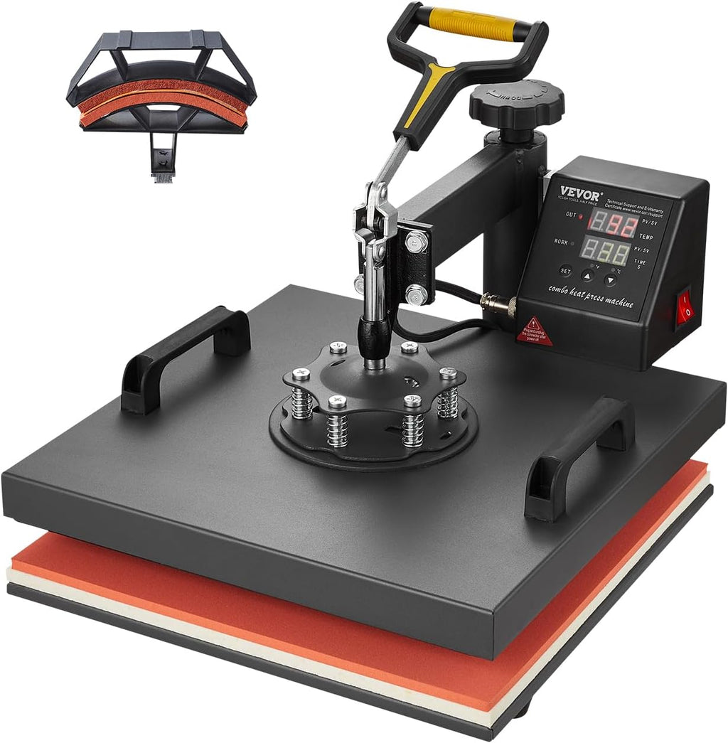 2 in 1 Heat Press Machine for T Shirts and Hats, 15x15 Inch Professional Swing Away Digital Tshirt Press Machine for