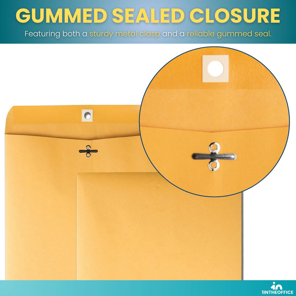 Clasp Envelopes, Brown Manilla Envelopes with Clasp, Gummed Flaps (10x13)