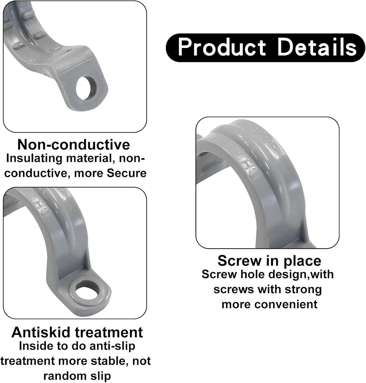 1/2 Inch PVC Pipe Straps, 12 Pack | 2 Holes, Plastic Conduit Pipe Clamps, Pipe Supports for PVC Pipes, Conduit and