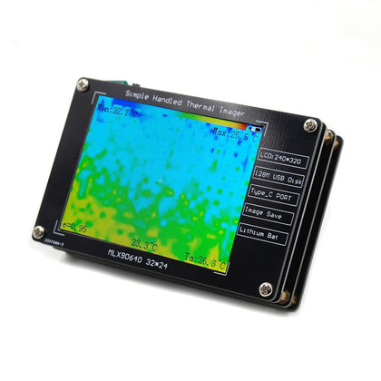 MLX90640 Digital Infrared Thermal Camera, Portable Thermal Imaging Camera, 2.8-inch LCD Display Buillt in Battery