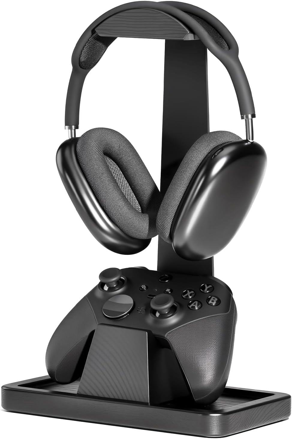 Solid Wood Headphone Stand with Controller Holder for Desk | Natural Solid Wood, Holds 1 Headset & 1 Controller