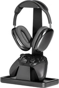 Solid Wood Headphone Stand with Controller Holder for Desk | Natural Solid Wood, Holds 1 Headset & 1 Controller