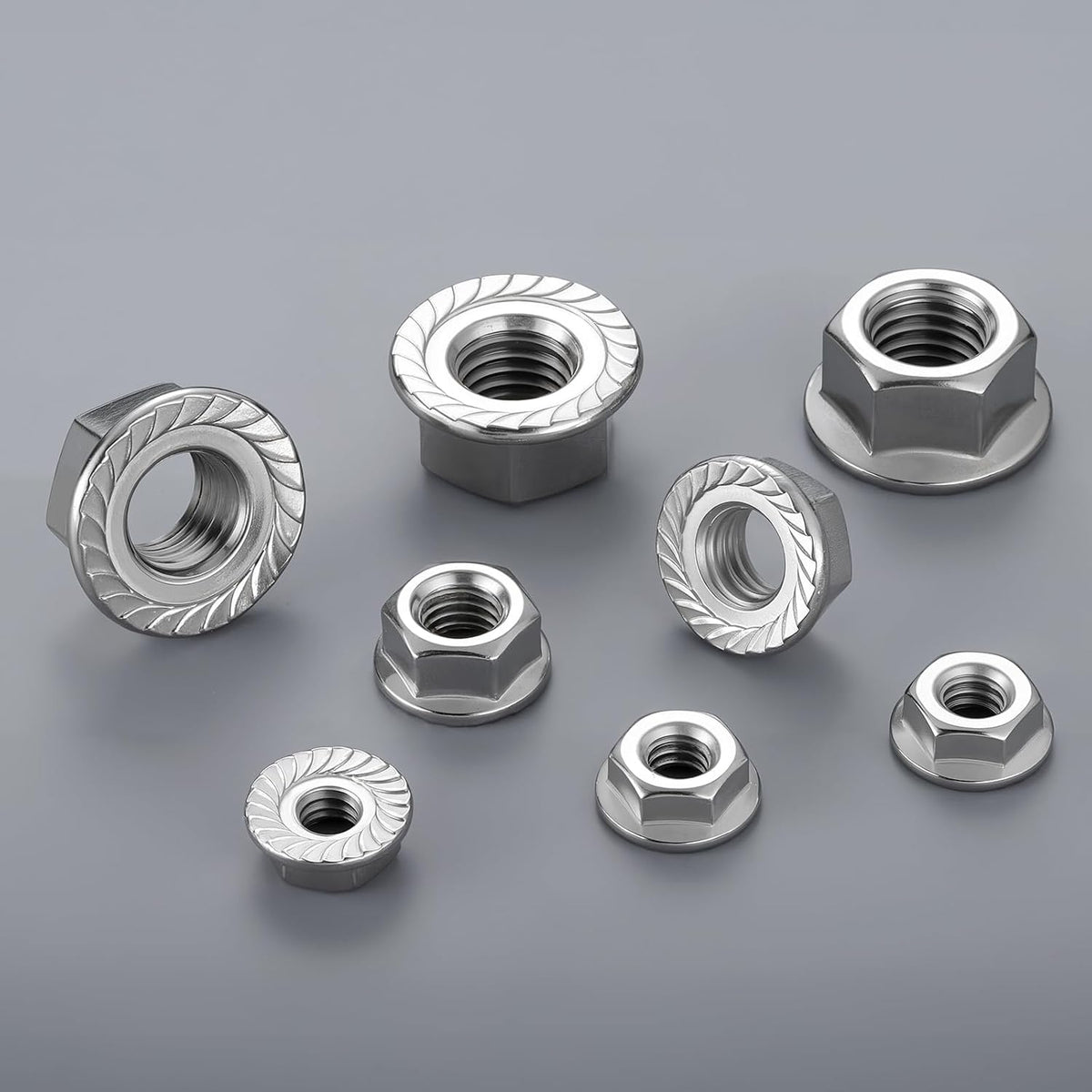 M4 Flange Nuts 220Pcs, Metric M4-0.7mm Serrated Flange Hex Nuts 304 Stainless Steel 18-8, Bright Plain Finish