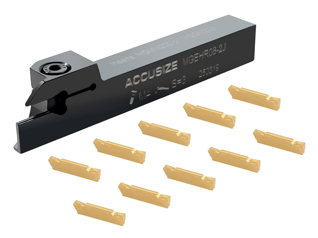 Accusize Cut-Off Tool Holder 1/2 x 1/2 MGEHR08-2J with 10 Inserts