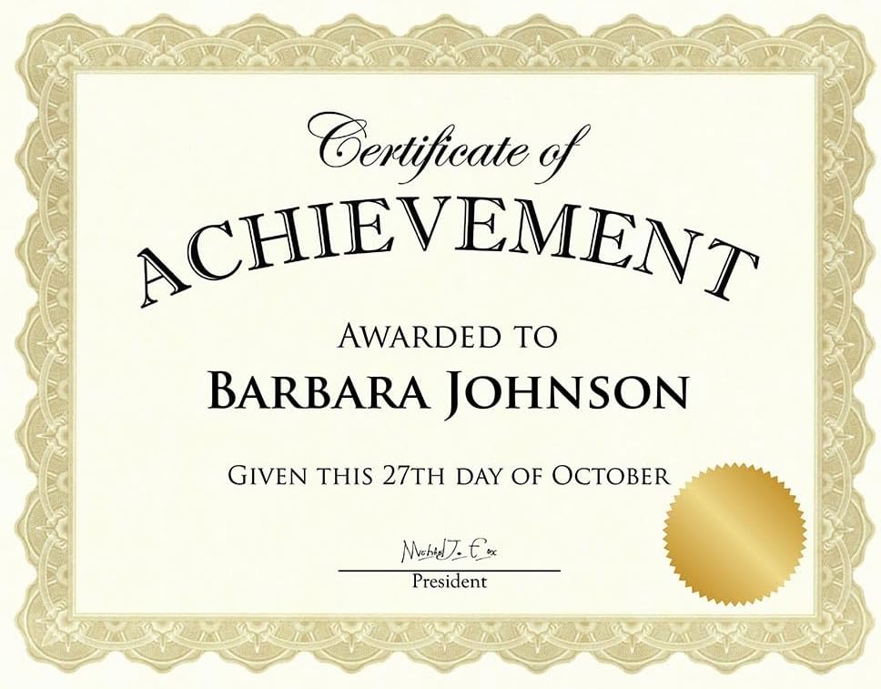 Optima Gold Blank Award Certificate Paper with Gold Foil Seals, 8.5 x 11", Seal 1.75" (Pack of 25)