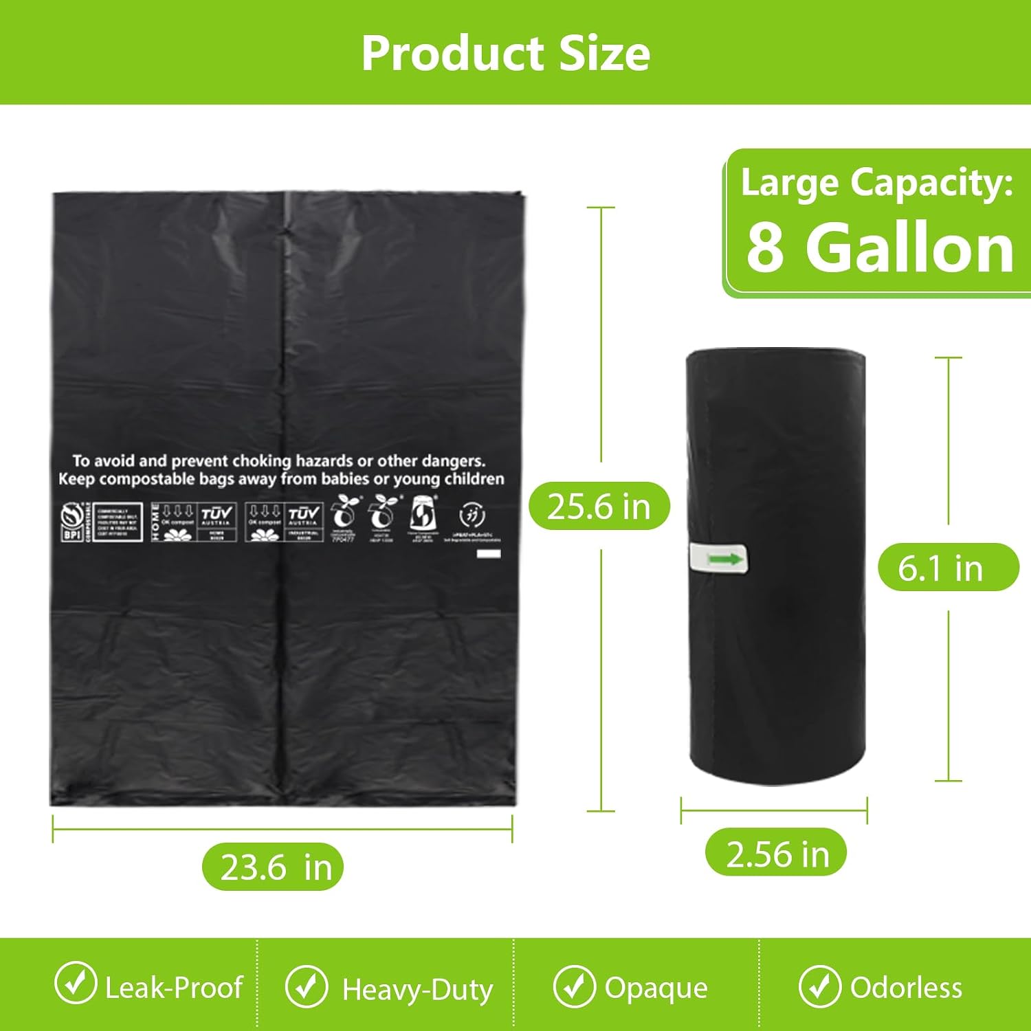 8 Gallon Compostable Portable Camping Toilet Bag with Poo Gel Set | 1.18 Mil Extra Thicken, Biodegradable Porta Potty