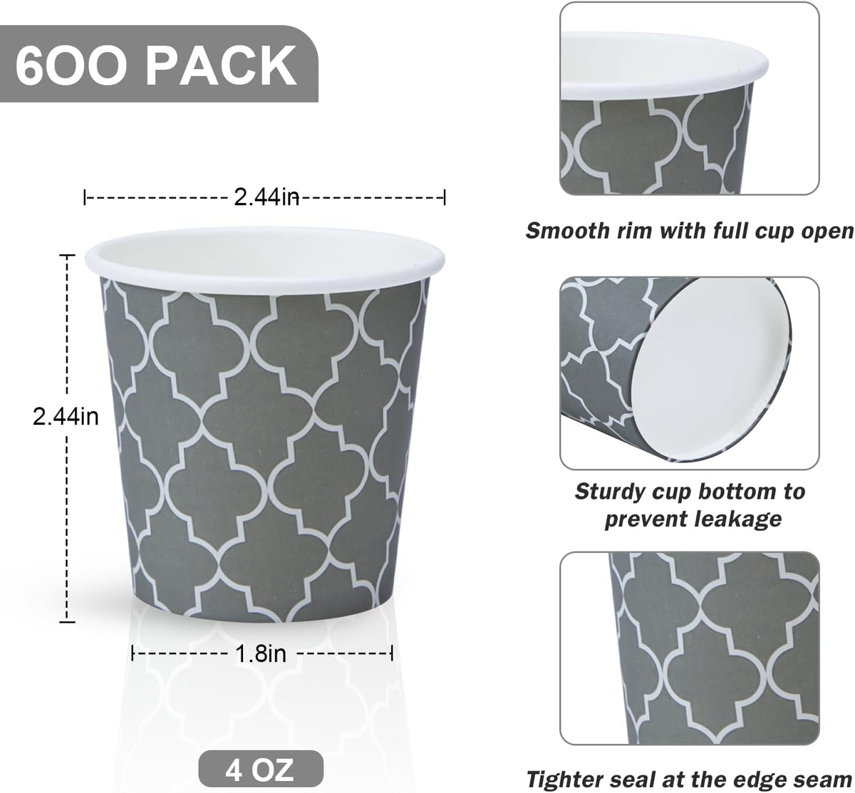 Coffee Cups 4oz 600Pack, Disposable Paper Cups, Small Hot Cups