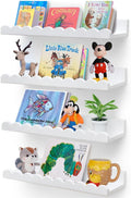 Scalloped Shelves - Set of 4 Pre-Assembled 15.6inch White Floating Nursery Book Shelves, Scalloped Book Shelf for