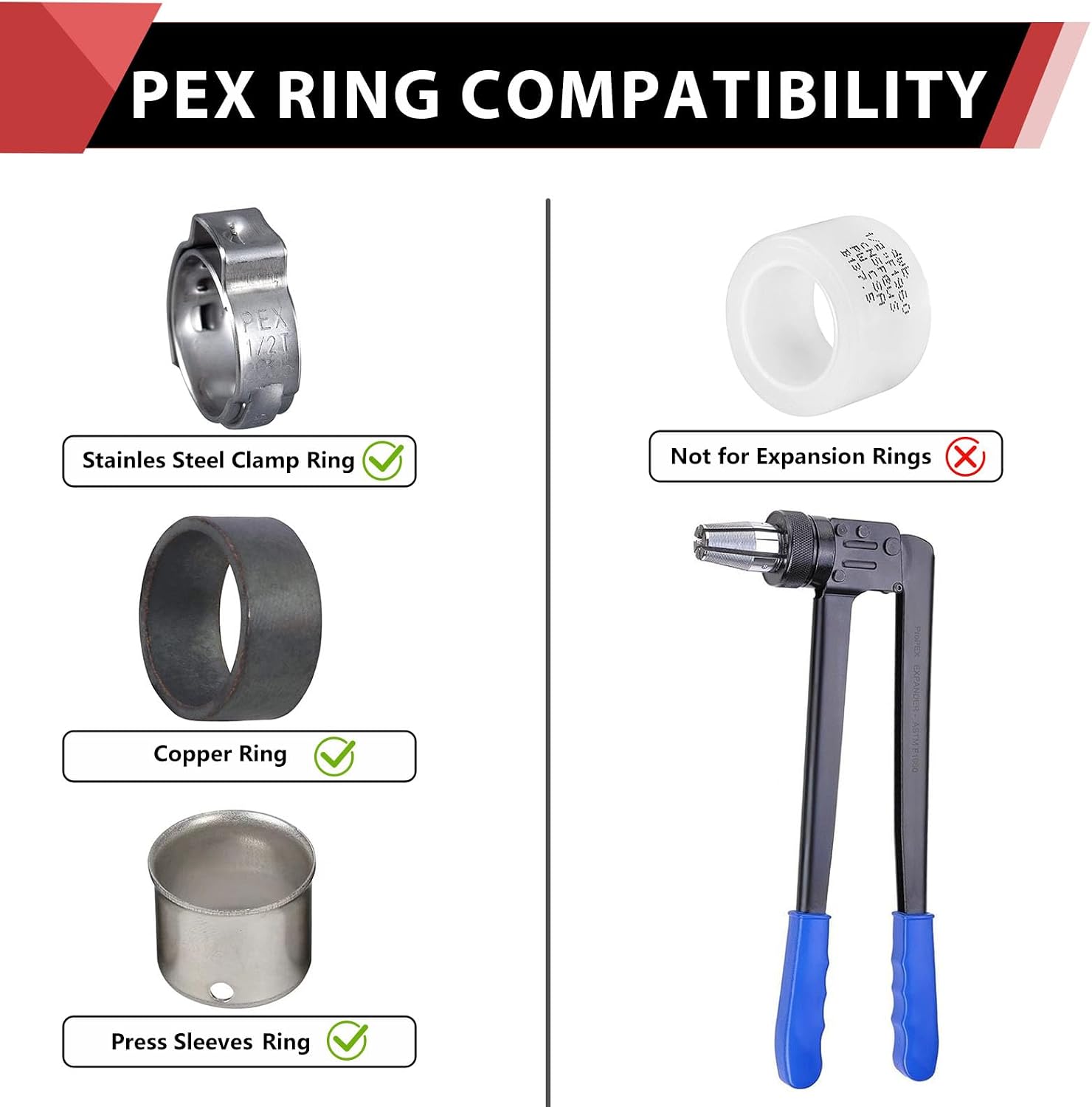 8PC EFIELD Pex 1/2"Tee Brass Crimp Fitting For Pex Tubing/Pipe Connection | PEX Tee,LF Brass,ASTM F1807-PEX1807068(8)