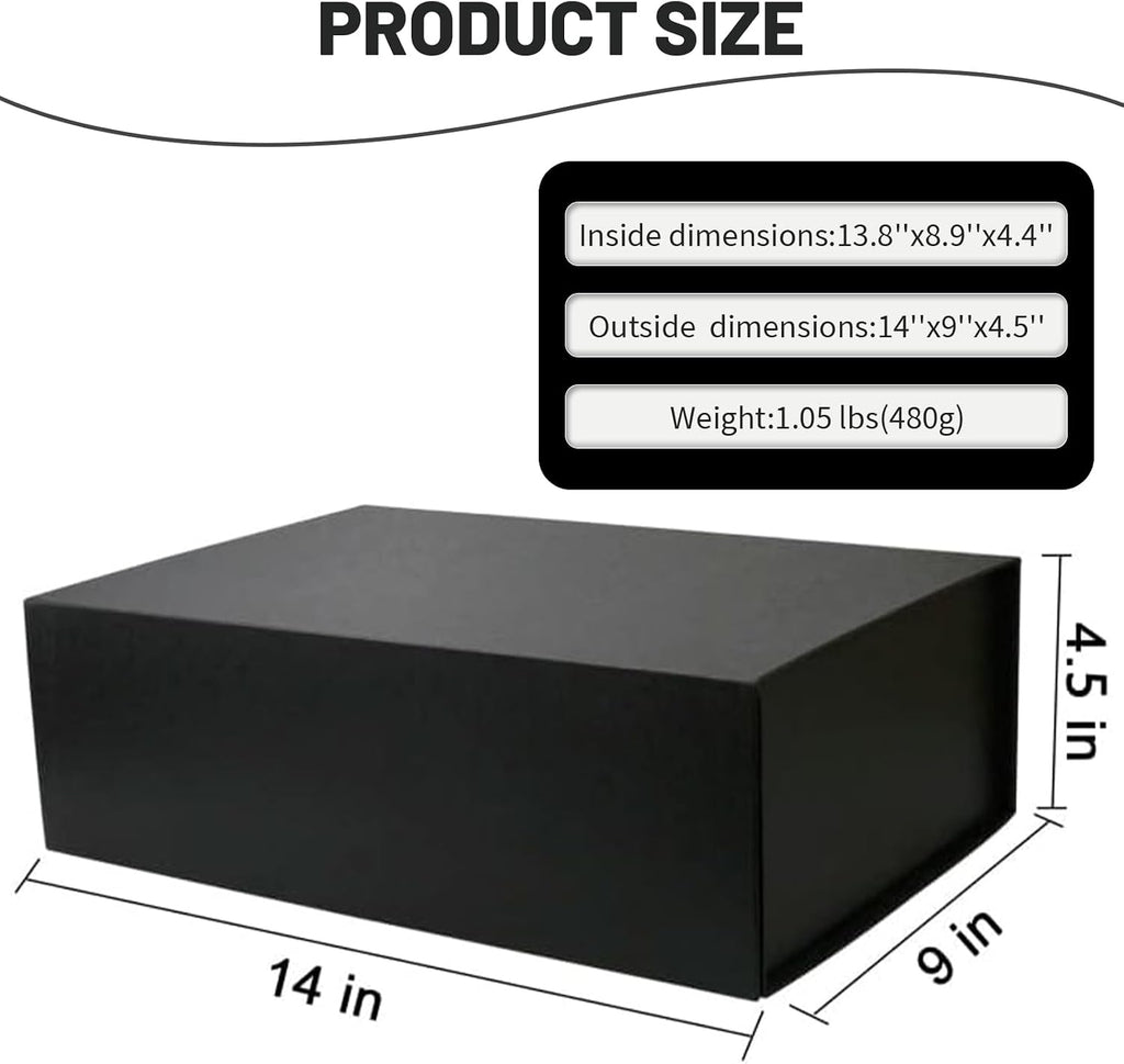 Large Black Gift Box with Magnetic Lids