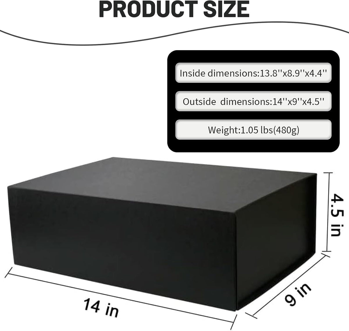 Large Black Gift Box with Magnetic Lids