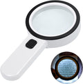 Magnifying Glass with Light, Double-Layer Glass Lens Handheld Large Magnifying Glass 12 LED Lighted Magnifier for