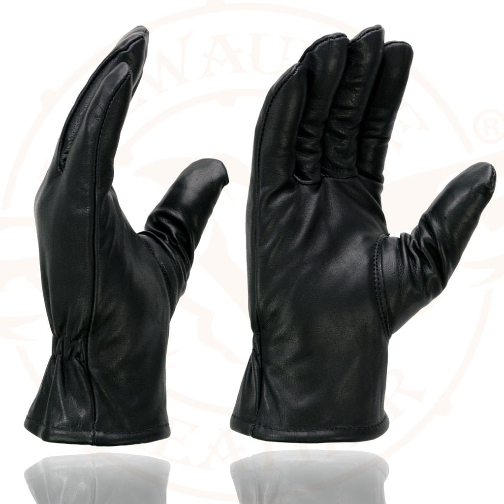 SH734 Men's Black Thermal Lined Leather Motorcycle Gloves w/Cinch Wrist Closure