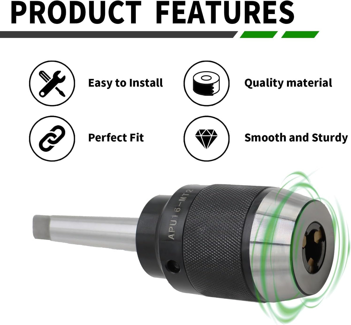 1/8"-5/8" Heavy Duty MT2 Keyless Drill Chuck Titanium Jaws