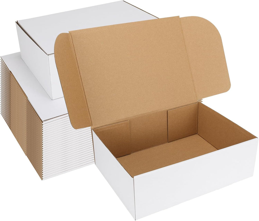 12x9x4 Shipping Boxes Set of 25, White Corrugated Cardboard Mailer Box for Packing Small Business