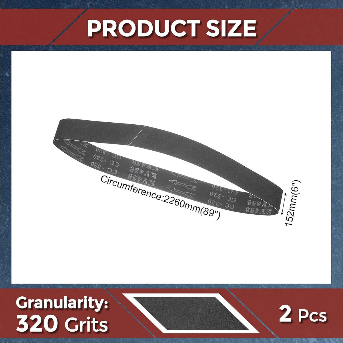 Sanding Belts 6 x 89 Inch 320 Grit Silicon Carbide Abrasive 2 Pcs