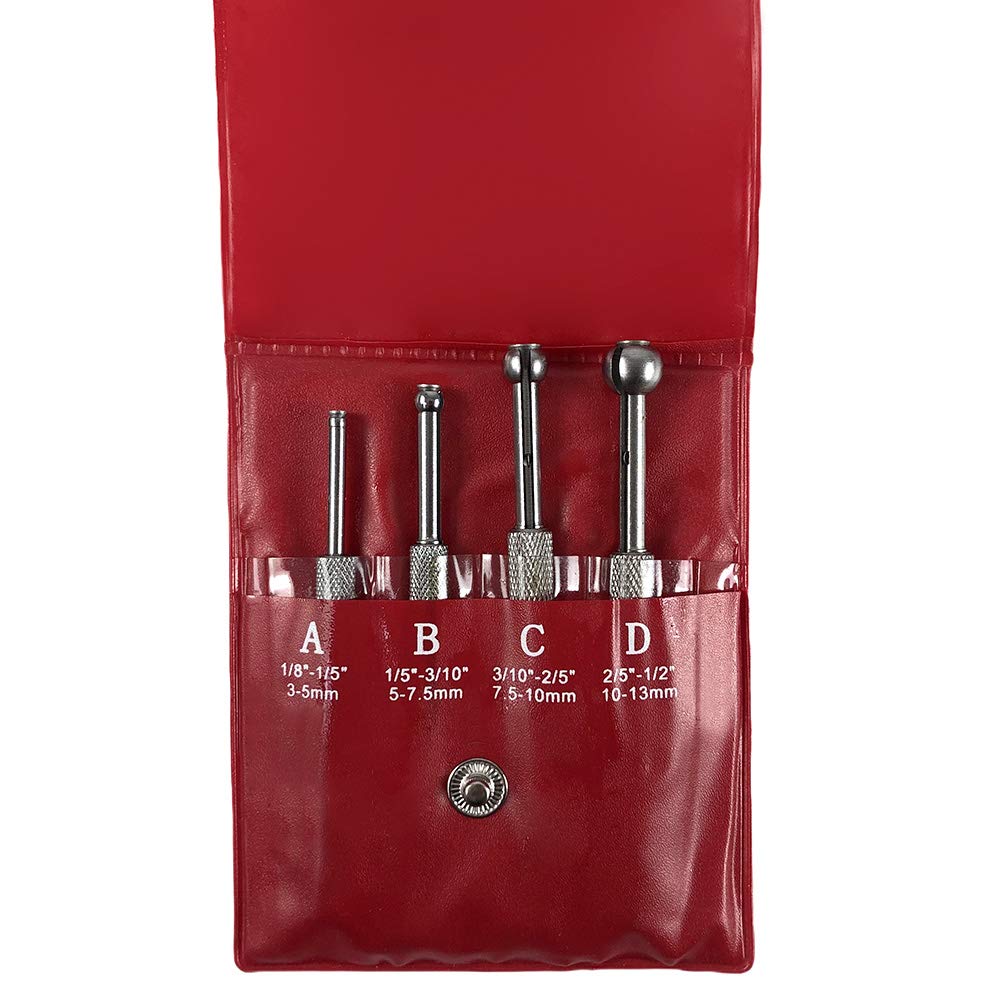 QWORK Small Hole Gauge Set Telescoping Full Round Bore Gauge, 4 pcs