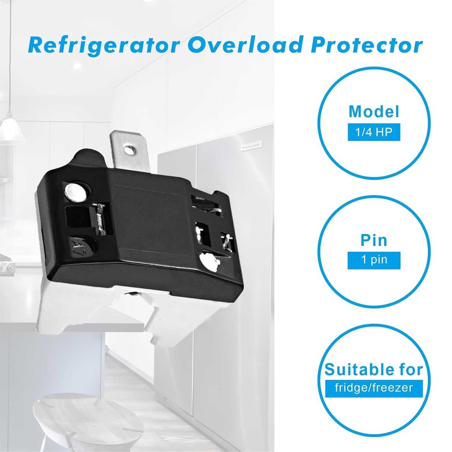 Refrigerator Freezer Compressor Start Relay and Overload Protector Kit for Frigidaire Gibson GE Whirlpool Ropper