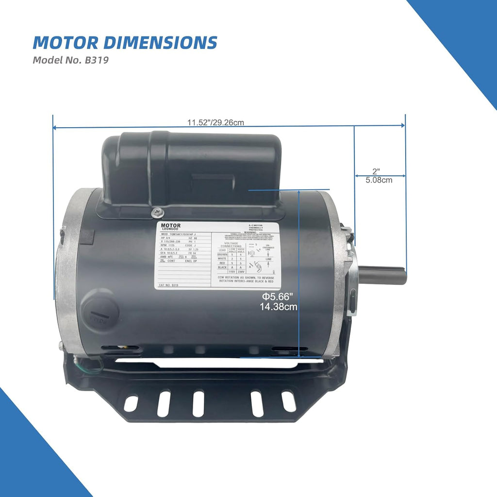 B319 Fan and Blower Motor Replace Marathon B319 3/4HP Reversible Rotation