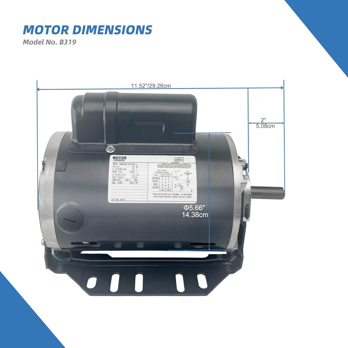 B319 Fan and Blower Motor Replace Marathon B319 3/4HP Reversible Rotation