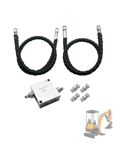 Mini Excavator Cushion Valve Kit with 1/4-inch Hydraulic Hose with M14x1.5 Threaded End, Fits for Any Mini Excavator, Shock Absorb & Smooth Rotation Build Suitable for Rotary Motor