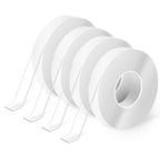 Traceless Double-Sided Tape, 1/24" x 1/2" x 10', 4 Rolls, Crystal