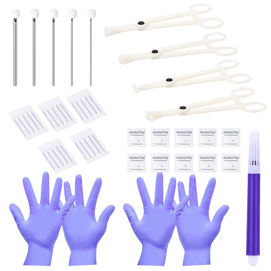 42PCS Mixed Piercing Needles Body Piercing Kit with 4 Types Disposable Piercing Clamps- Precision Tools for Ear