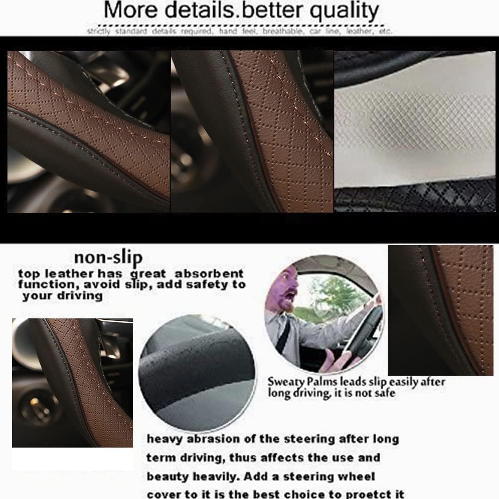 Gomass Car Steering Wheel Cover, Anti-Slip, Safety, Soft, Breathable, Heavy Duty, Thick, Full Surround, Sports Style