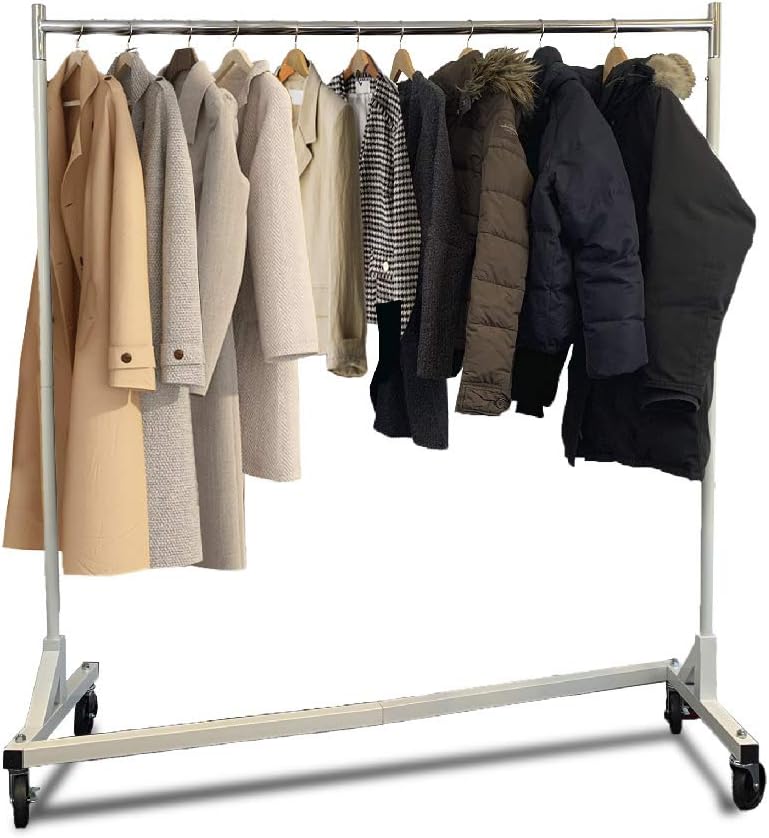 Heavy Duty 400lb Load Garment Clothing Z Rack - Rolling Garment Z Rack for Home, Retail Display, Durable Square