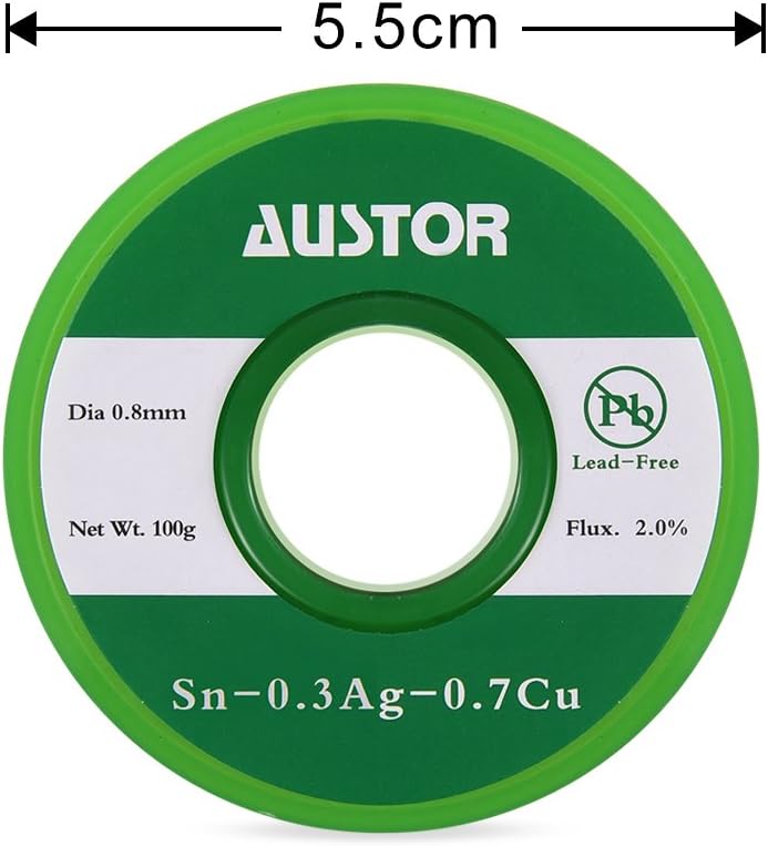 AUSTOR 0.8mm Lead Free Solder Wire with Rosin Core, 100g