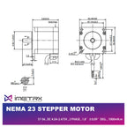 iMetrx Nema 23 1PCS Stepper Motor 56mm 1.26N.m 2.475V 4.0A Holding Torque 2-Phase 4-Wire 1.8 Deg for CNC Mill Kit or 3D Printer