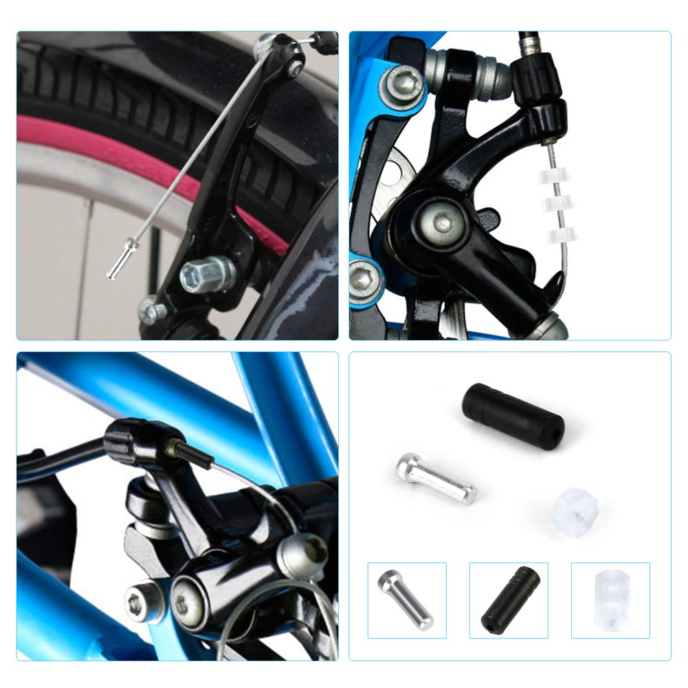 Hapleby 10PCS Premium Bike Shift Cable, Professional Bicycle Shift Wire Kit for Mountain and Road Bicycle, For Free 5 O-rings, 10 End Ferrules and 20 End Caps