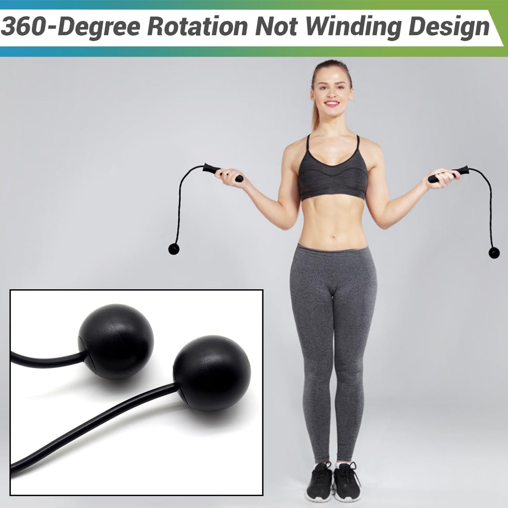 Ropeless Jump Rope Speed Skipping Rope Cordless with 180g Removable Weights for Double Unders, Exercise, WOD, Boxing