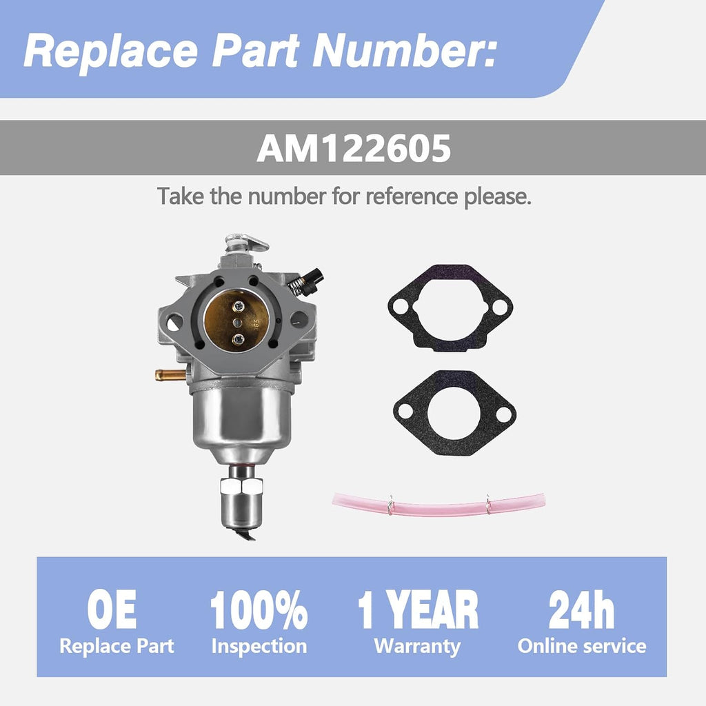 AM122605 Carburetor Assy with Gasket Compatible with John Deere 180 185 240 245 260 265 LX186 GT262 GT275 325 Carb