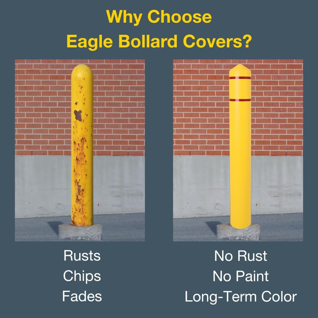 Bollard Covers for 6 Inch Poles - 56" Tall Bollard Post Sleeve | Durable Smooth HDPE Plastic - Trimmable Yellow