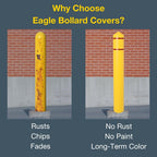 Bollard Covers for 6 Inch Poles - 56" Tall Bollard Post Sleeve | Durable Smooth HDPE Plastic - Trimmable Yellow