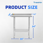 Stainless Steel Table 18" X 30" Commercial Prep & Work Table