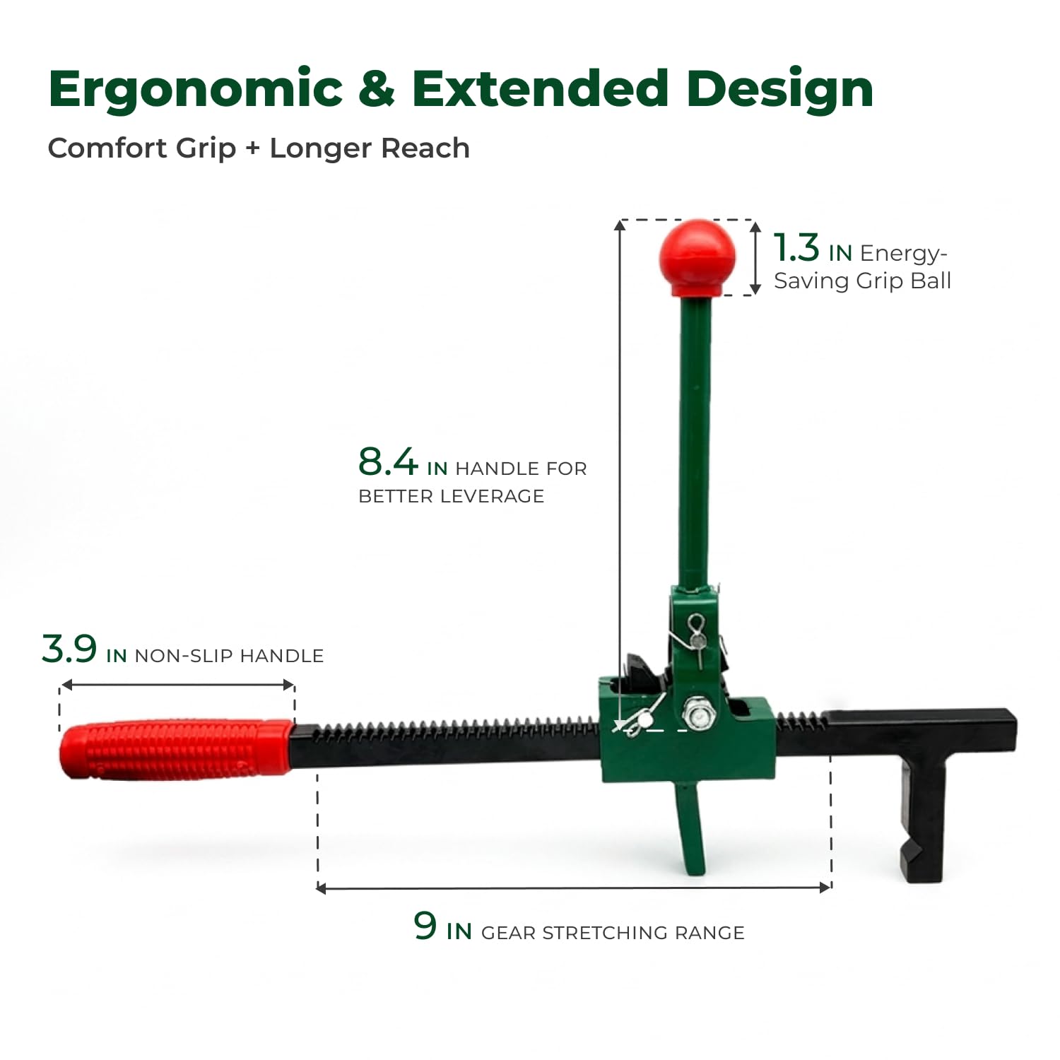 Chain Link Fence Puller Tool, Heavy-Duty Ratcheting with 9-Inch Stretcher