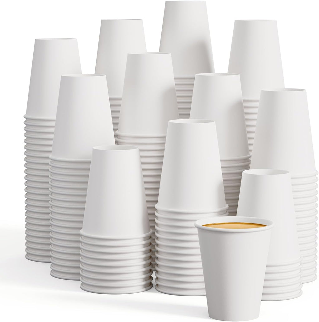 240 Pack 12 oz Paper Cups, White Disposable Coffee Cups