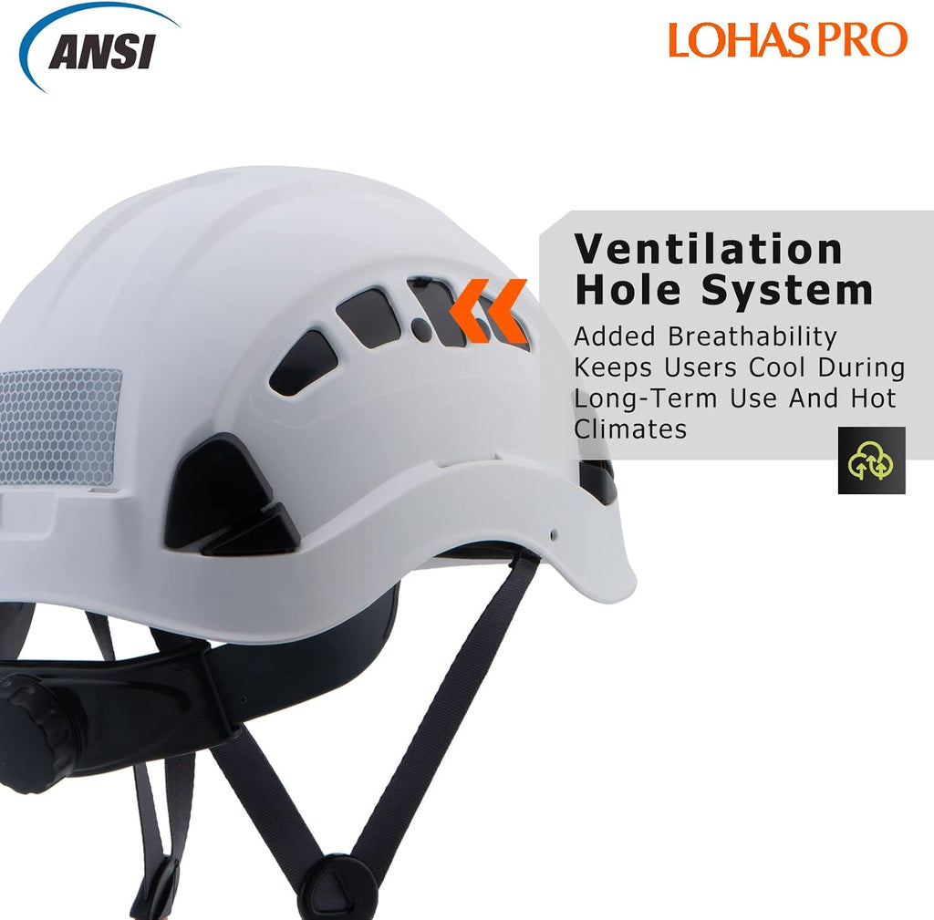 Hard Hats Construction Safety Helmet ANSI Z89.1 Approved OSHA Hardhat, LOHASPRO Vented Men Worker White Hard Hat with